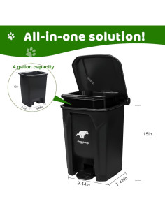 Cubículo de Basura para Excremento de Perro Uppcasir 20L con Pedal 2