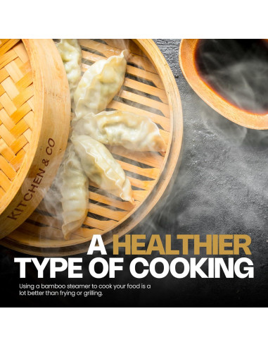 Vaporizador de Bambú 10" Kitchen & Co - Juego Completo 2 Niveles