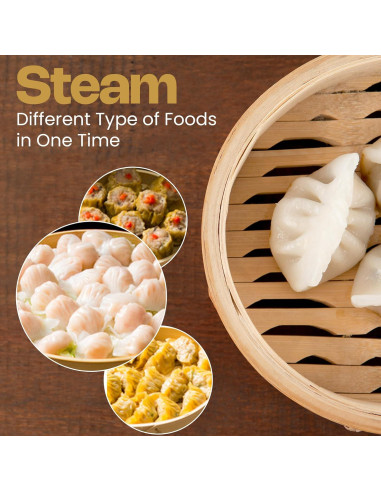 Vaporizador de Bambú 10" Kitchen & Co - Juego Completo 2 Niveles