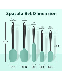 Conjunto de Espátulas de Silicona Coukre 5 Piezas Verde Aqua 2