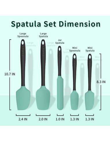Conjunto de Espátulas de Silicona Coukre 5 Piezas Verde Aqua