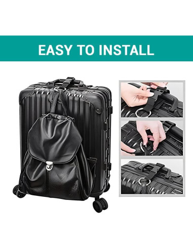 Paquete de 2 correas ajustables Yopolaz para maleta - Negro