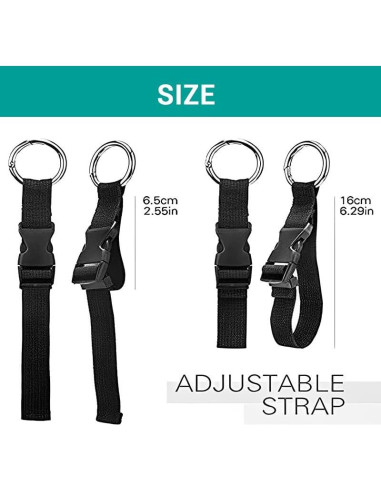 Paquete de 2 correas ajustables Yopolaz para maleta - Negro