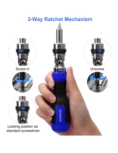 Destornillador Multi 13 en 1 SHARDEN con Carraca y Bits