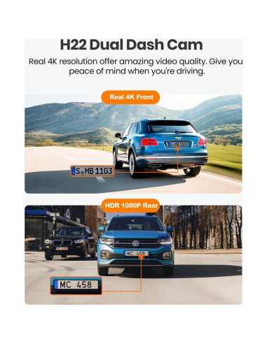 Cámara Dash YEECORE H22 4K+1080P Doble con GPS y WiFi