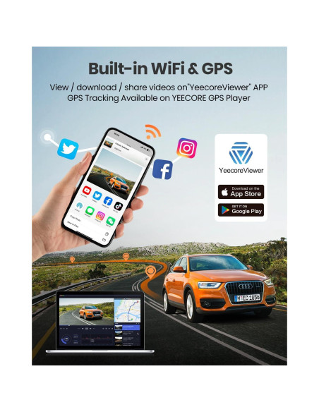 Cámara Dash YEECORE H22 4K+1080P Doble con GPS y WiFi