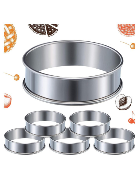 6 Anillos de Muffin Acero Inoxidable 8 cm Doble Rolled Boao