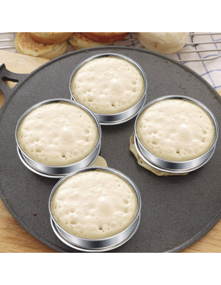 6 Anillos de Muffin Acero Inoxidable 8 cm Doble Rolled Boao