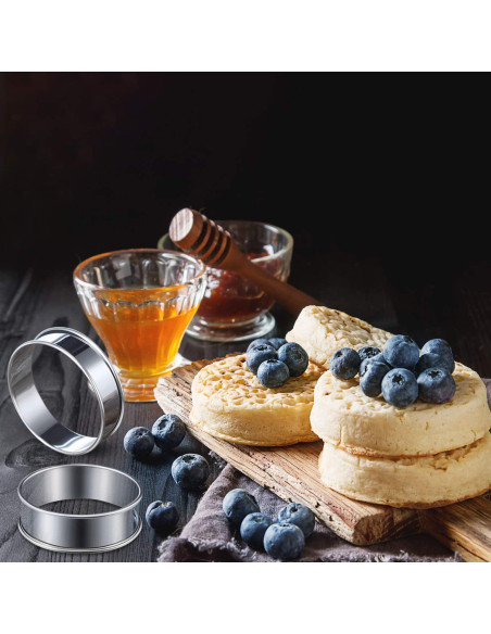 6 Anillos de Muffin Acero Inoxidable 8 cm Doble Rolled Boao