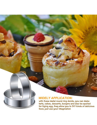 6 Anillos de Muffin Acero Inoxidable 8 cm Doble Rolled Boao