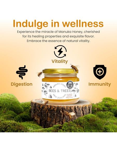 Miel de Manuka Bees & Trees 350+ MGO Cruda 380g