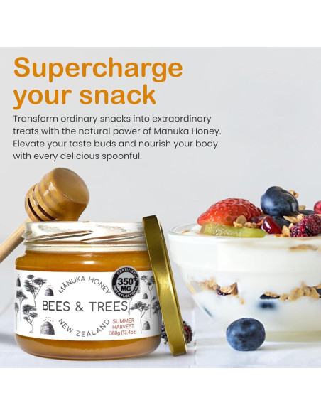 Miel de Manuka Bees & Trees 350+ MGO Cruda 380g