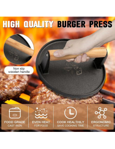 Prensa de Hamburguesas Hierro Fundido CHAR YONG 16.5 cm 2