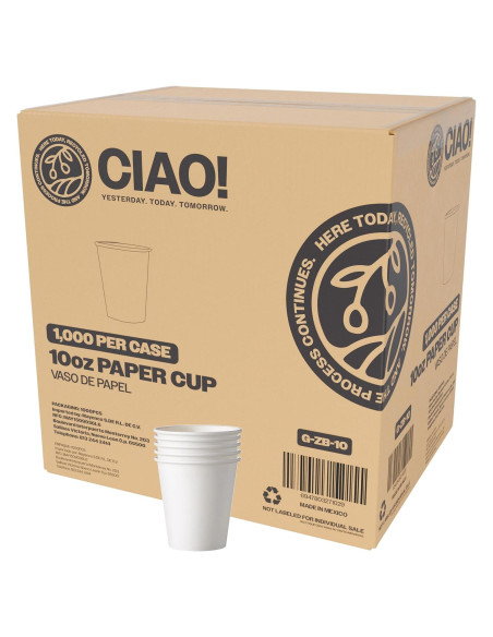 Taza de papel desechable CIAO! 10 oz 1000 unidades