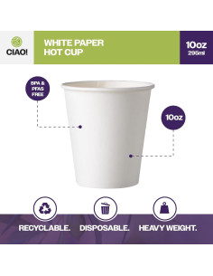 Taza de papel desechable CIAO! 10 oz 1000 unidades 2