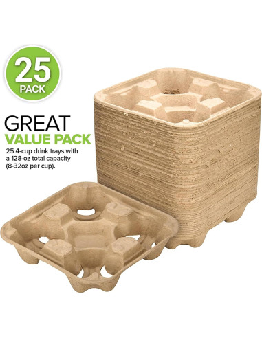 Bandeja desechable 4 tazas Stock Your Home 25 unidades