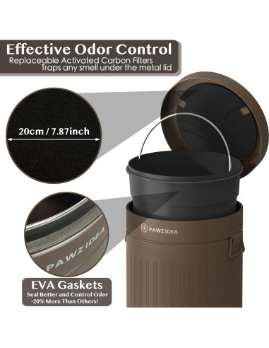 Cubo de Basura PAWZIDEA 11.6L para Excremento de Perro