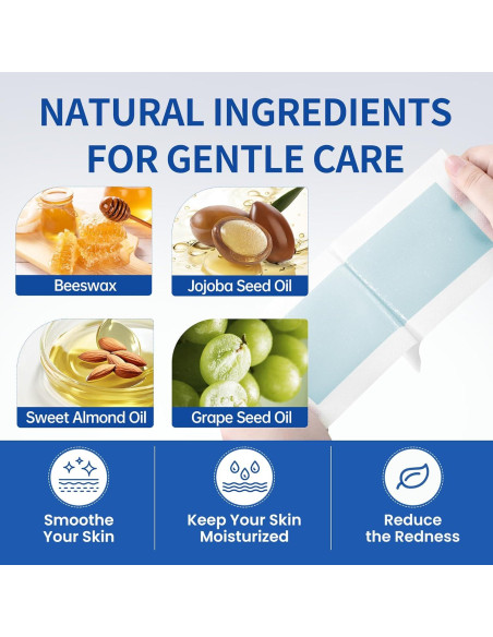 Cintas de Cera Beauty7 para Hombres - Kit 20 Cintas y 4 Toallitas