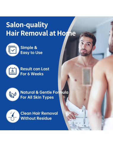 Cintas de Cera Beauty7 para Hombres - Kit 20 Cintas y 4 Toallitas