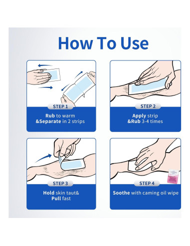 Cintas de Cera Beauty7 para Hombres - Kit 20 Cintas y 4 Toallitas