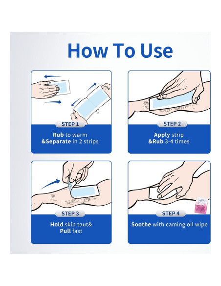 Cintas de Cera Beauty7 para Hombres - Kit 20 Cintas y 4 Toallitas