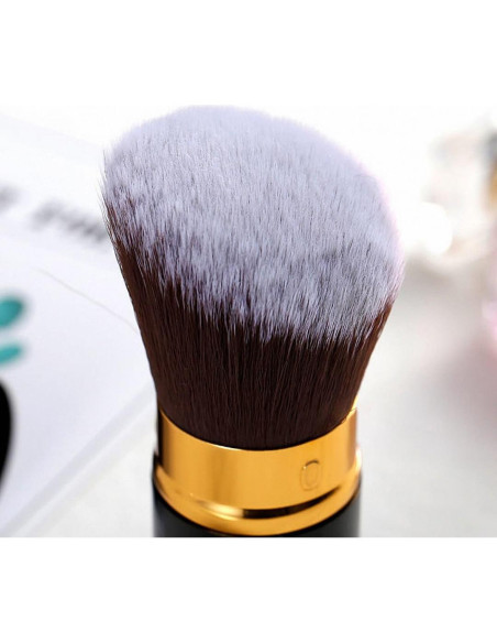 Brocha de Maquillaje Retráctil Kabuki Vegana - Negro Dorado