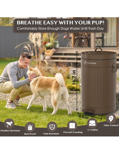 Cubo de Basura PAWZIDEA 11.6L para Excremento de Perro