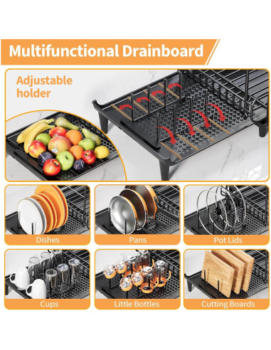Escurridor de Platos Expandible Urackify con Bandeja Drenaje