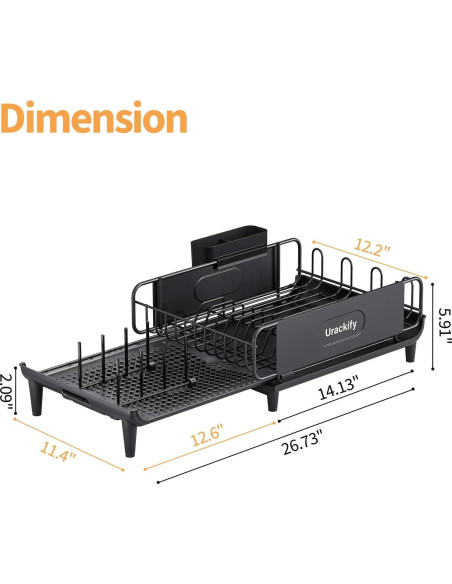Escurridor de Platos Expandible Urackify con Bandeja Drenaje