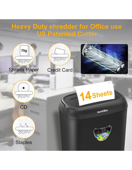 Destructora de papel Suntiko CD210P-12, 14 hojas, corte cruzado Destructora de papel Suntiko CD210P-12, 14 hojas, corte cruzado