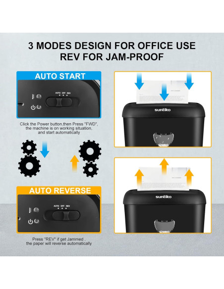 Destructora de papel Suntiko CD210P-12, 14 hojas, corte cruzado Destructora de papel Suntiko CD210P-12, 14 hojas, corte cruzado