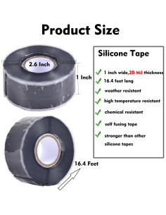 Cinta de Silicona Autoadhesiva APORNI 5,08 cm x 5,03 m Negra 2