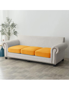 Funda de Cojín Terciopelo Acolchada CONRUSER Oro 3 Pzas 2