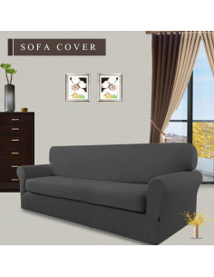 Funda de Sofá Stretch Easy-Going 2 Piezas Gris Oscuro 2