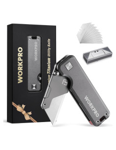 Cuchillo Utility WORKPRO de Titanio Plegable con 10 Cuchillas