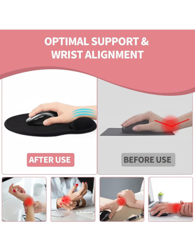 Almohadilla para Mouse eulps MP200 con Reposamuñecas Gel Rosa