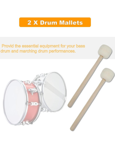 Par de Mallets de Tambor Beige Cheerock 35 cm Fieltro de Lana