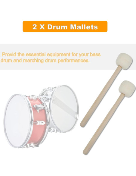 Par de Mallets de Tambor Beige Cheerock 35 cm Fieltro de Lana