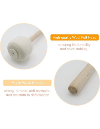 Par de Mallets de Tambor Beige Cheerock 35 cm Fieltro de Lana