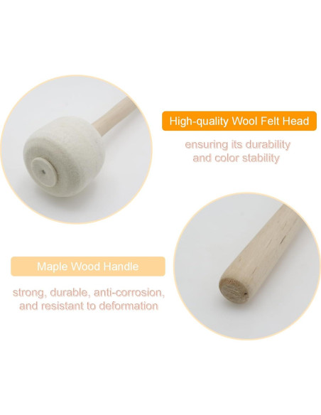 Par de Mallets de Tambor Beige Cheerock 35 cm Fieltro de Lana