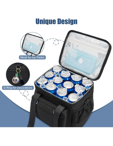 Bolsa de Almuerzo Aislada Nylobist 15L Negra Doble Compartimento