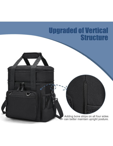 Bolsa de Almuerzo Aislada Nylobist 15L Negra Doble Compartimento