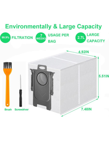 18 Paquetes de Bolsas de Polvo ApexOne 2.7L para Roborock