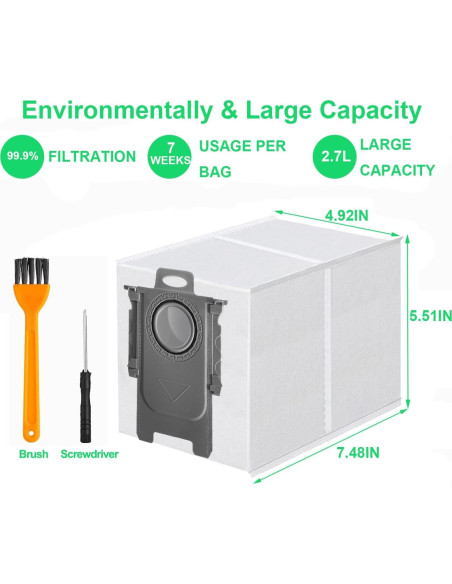18 Paquetes de Bolsas de Polvo ApexOne 2.7L para Roborock