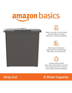 Trituradora de Papel Amazon Basics S120 8 Hojas 12.83L Negro 2