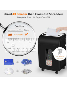 Destructora de papel VidaTeco P4 14 hojas micro corte 60 min 2