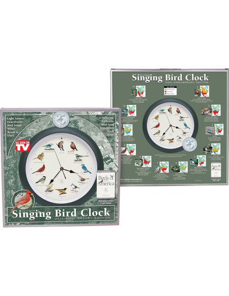 Reloj de Pájaro Cantor Mark Feldstein 25 Aniversario 33 cm Verde