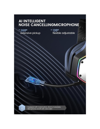 Auriculares Gaming Inalámbricos EKSA E1000WT 7.1 RGB