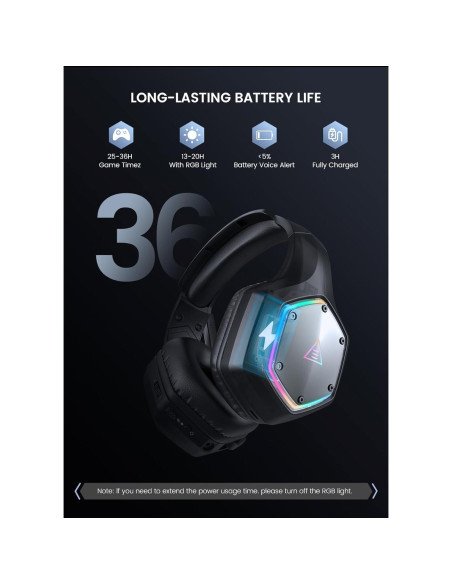 Auriculares Gaming Inalámbricos EKSA E1000WT 7.1 RGB