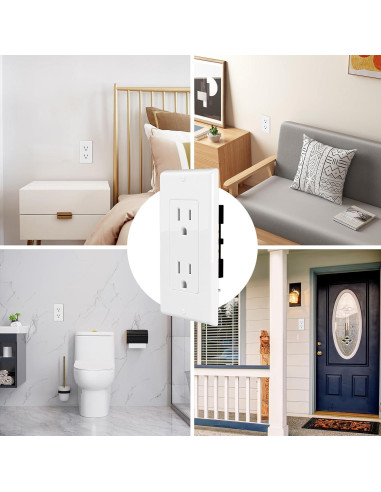 Paquete de 10 Toma Corriente POWAWINI 15 Amp 2 Polos 3 Hilos